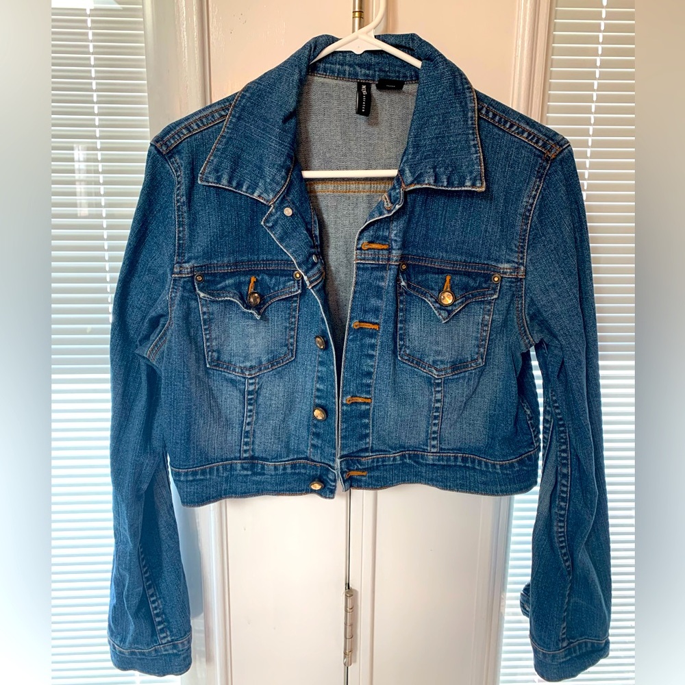 Women’s Size 10 Crop Length Denim Jacket with Bling Bling ✨